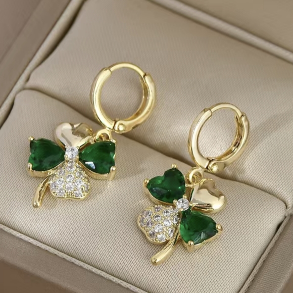 Glamorous Gemstone Drop Earrings With Crystals NWT - Picture 4 of 5